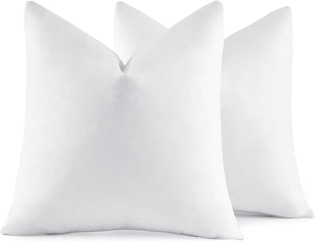 MIULEE 26x26 Euro Pillow Inserts,Set of 2 Down Feather Throw Pillows for Couch Sofa Bed, Decorative Fluffy Throw Pillow Inserts Cotton Fabric,White