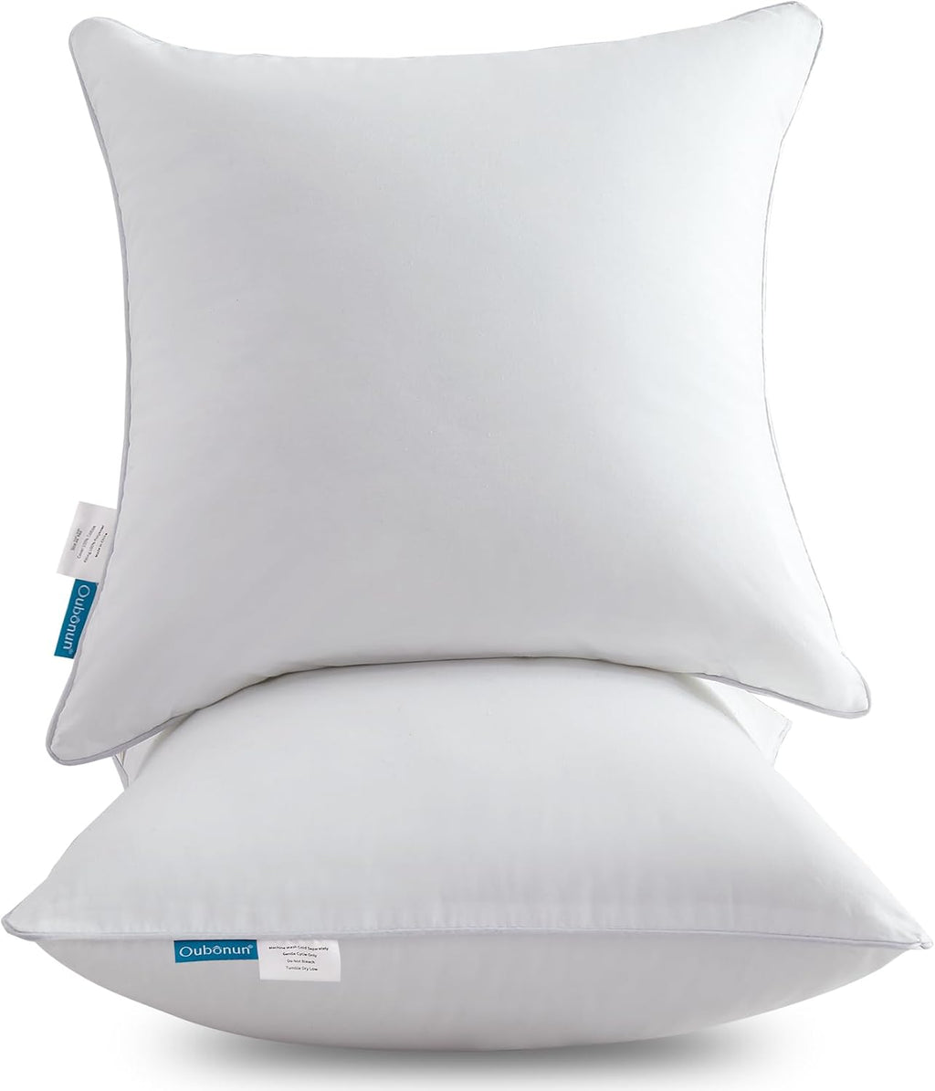 Oubonun 28 x 28 Pillow Inserts (Set of 2) - Euro Pillow Inserts with 100% Cotton Cover - 28 Inch Square Interior Sofa Pillow Inserts - Decorative Pillow Insert Pair - White Couch Pillow
