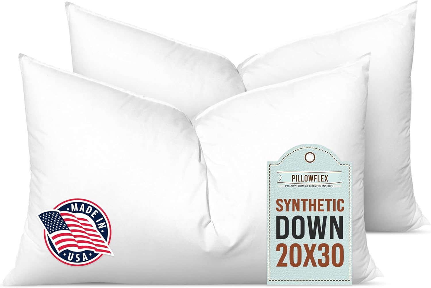 Pillowflex Synthetic Down Pillow Insert - 26x26 Down Alternative, Ultra Soft Large Square European Throw Pillow, Couch Euro Sham, Bed - 1 Decorative Form