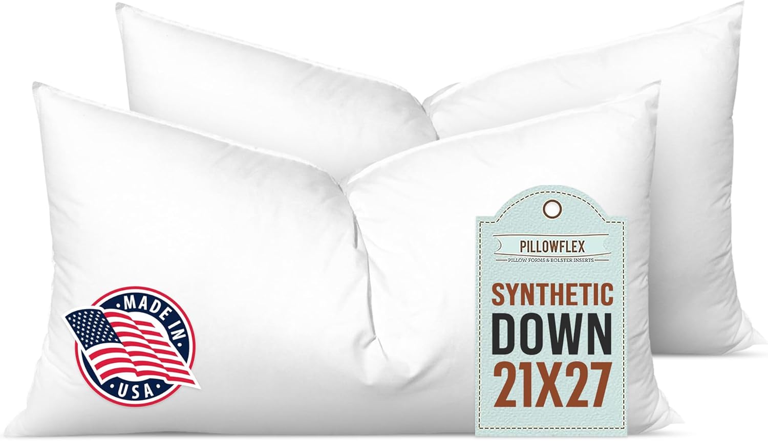 Pillowflex Synthetic Down Pillow Insert - 26x26 Down Alternative, Ultra Soft Large Square European Throw Pillow, Couch Euro Sham, Bed - 1 Decorative Form