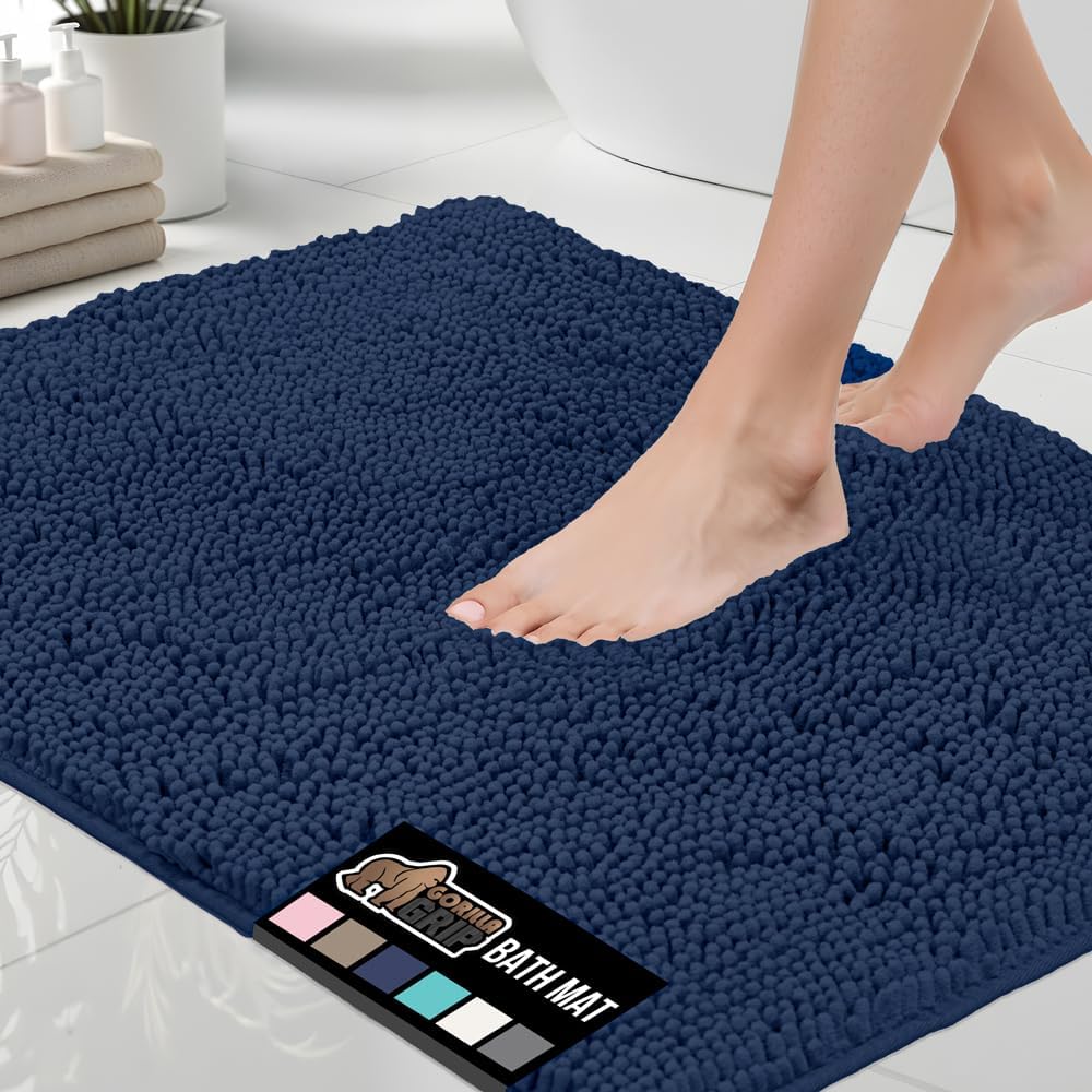 GORILLA GRIP Bath Rug Mat 36x24, Soft Absorbent Chenille, Quick Dry Microfiber Mats, Rubber Backing Washable Shower Floor Rugs, Bathmat Runner, US Designed Bathroom Home Decor Accessories Sage Green