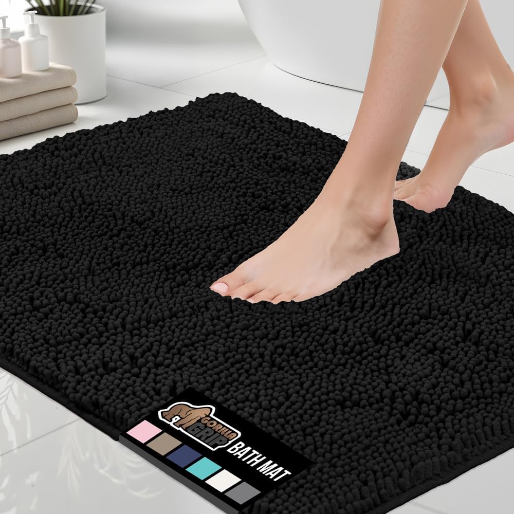 GORILLA GRIP Bath Rug Mat 36x24, Soft Absorbent Chenille, Quick Dry Microfiber Mats, Rubber Backing Washable Shower Floor Rugs, Bathmat Runner, US Designed Bathroom Home Decor Accessories Sage Green