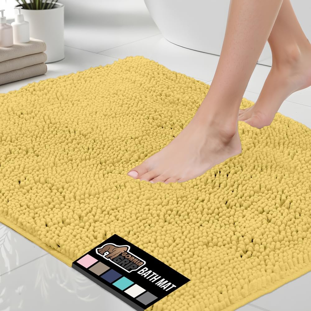 GORILLA GRIP Bath Rug Mat 36x24, Soft Absorbent Chenille, Quick Dry Microfiber Mats, Rubber Backing Washable Shower Floor Rugs, Bathmat Runner, US Designed Bathroom Home Decor Accessories Sage Green