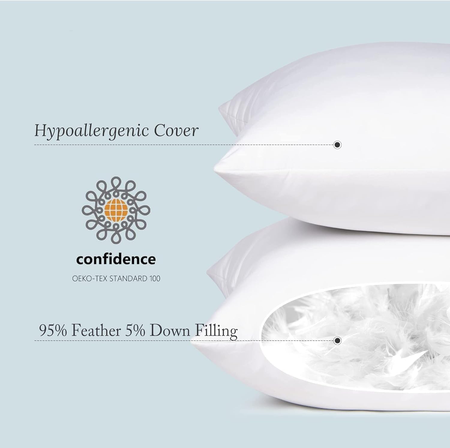 Euro Pillow Inserts 26 x 26 (Pack of 2, White), Down Feather Pillow Stuffer, Premium White Pillows for Bed, Couch, and Cushion