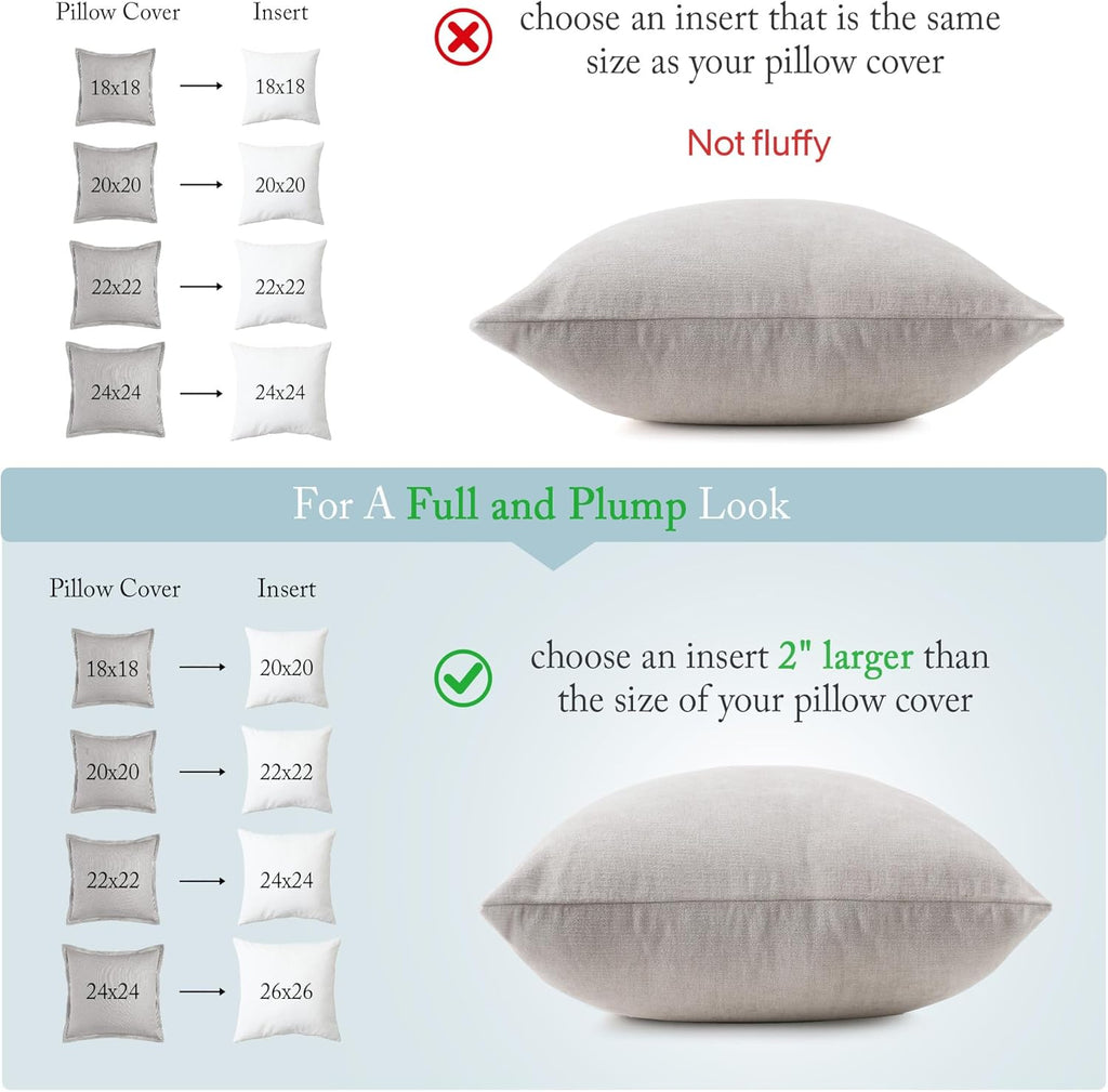 Euro Pillow Inserts 26 x 26 (Pack of 2, White), Down Feather Pillow Stuffer, Premium White Pillows for Bed, Couch, and Cushion