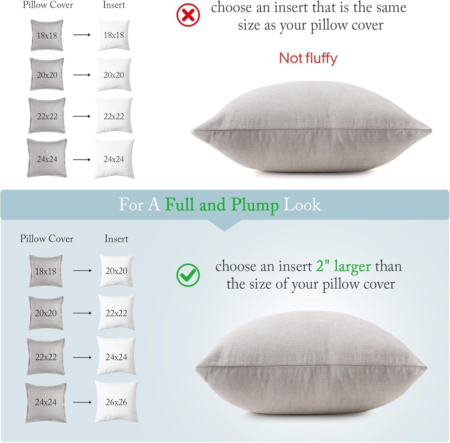 Euro Pillow Inserts 26 x 26 (Pack of 2, White), Down Feather Pillow Stuffer, Premium White Pillows for Bed, Couch, and Cushion
