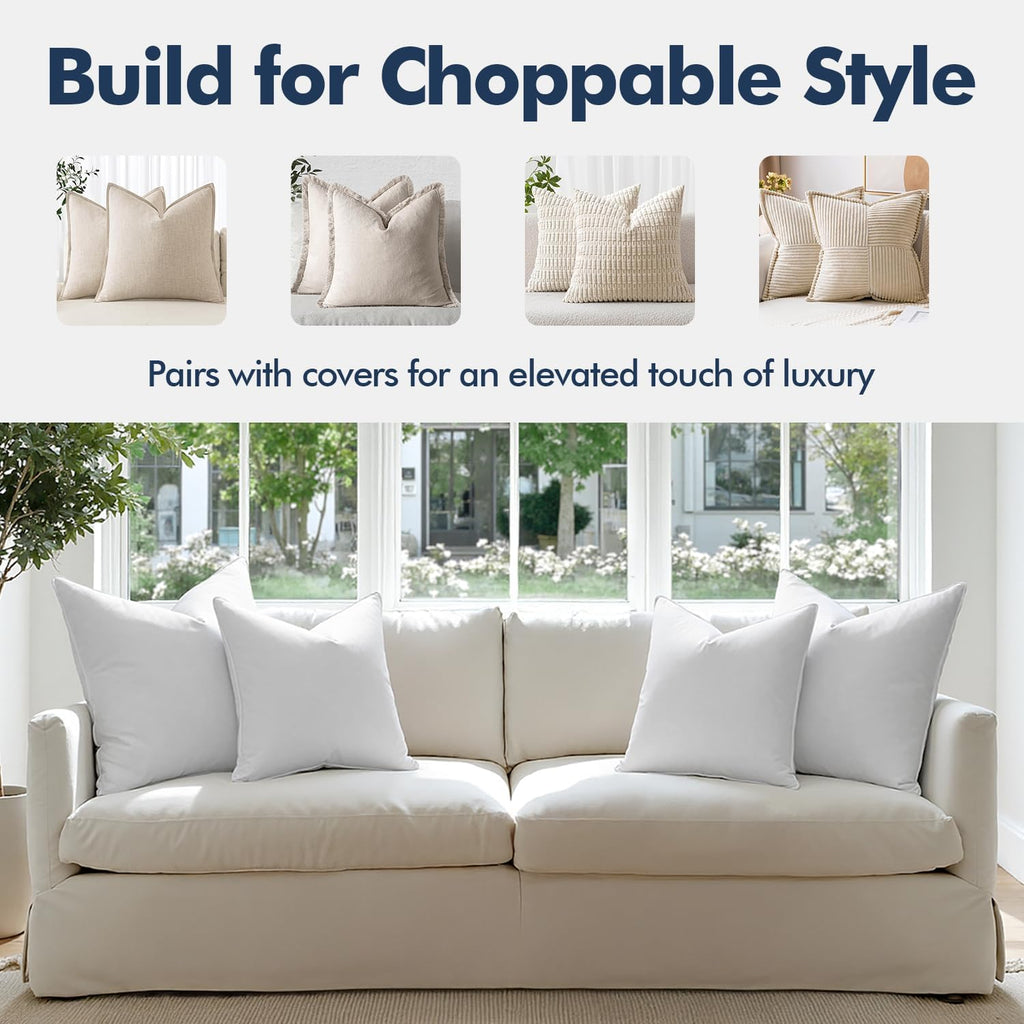 MIULEE 26x26 Euro Pillow Inserts, Pack of 2 Down Feather Premium Throw Pillows with Cotton Fabric for Bed Couch Living Room Sofa