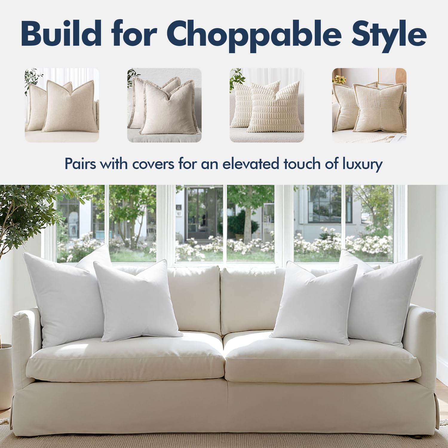 MIULEE 26x26 Euro Pillow Inserts, Pack of 2 Down Feather Premium Throw Pillows with Cotton Fabric for Bed Couch Living Room Sofa