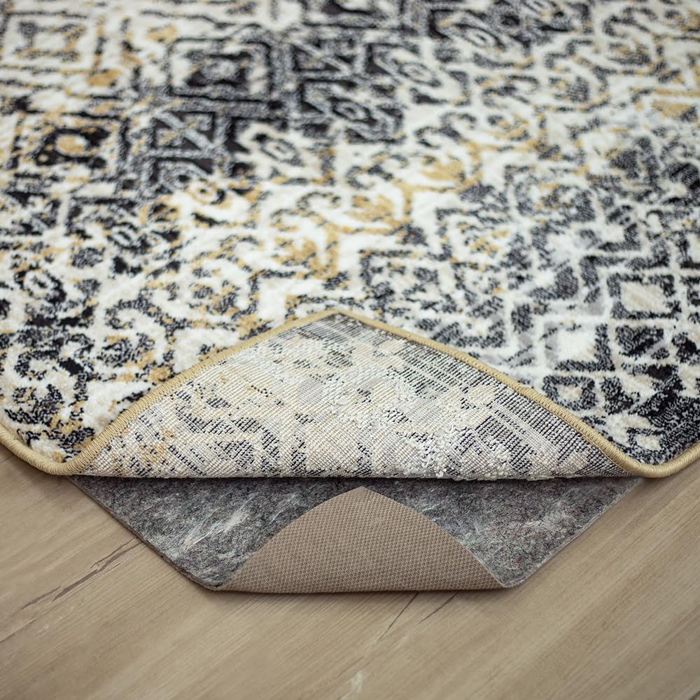 Mohawk Home 8' x 10' Non Slip Rug Pad Gripper 1/4 Thick Dual Surface Felt + Rubber Gripper - Safe for All Floors, Brown