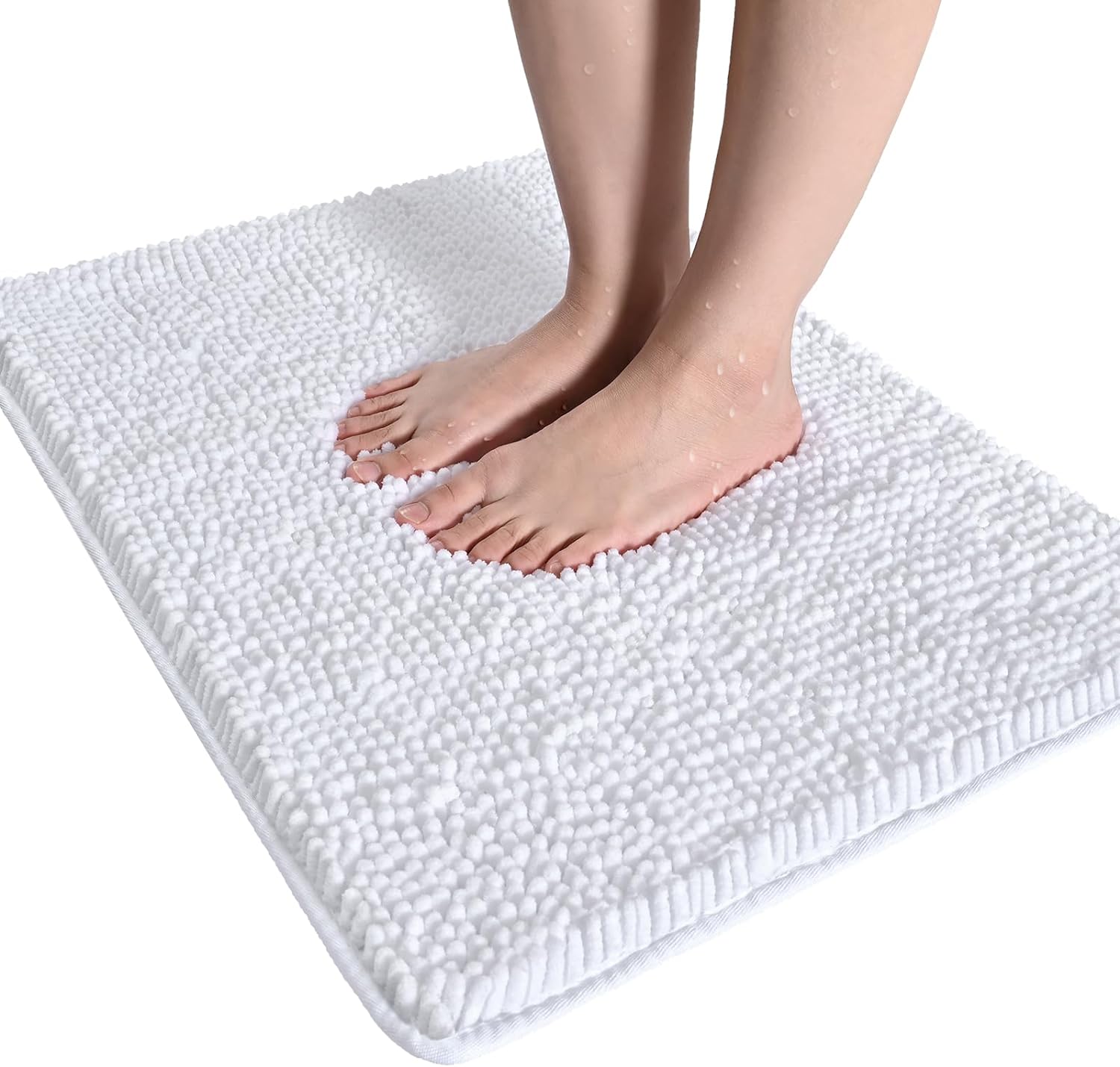 LOCHAS Luxury Bathroom Rug Shaggy Bath Mat 24 x 60 Inch, Washable Non Slip Bath Rugs for Bathroom Shower, Soft Plush Chenille Absorbent Carpets Mats, Gray