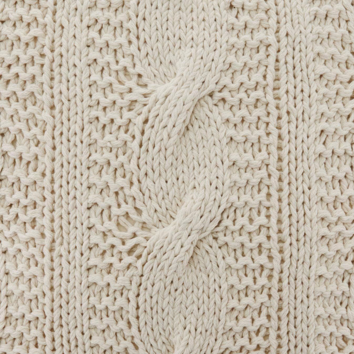 SARO LIFESTYLE 1020 McKenna Knitted Collection Vanilla Cable Knit Design Down Filled Cotton Throw Pillow