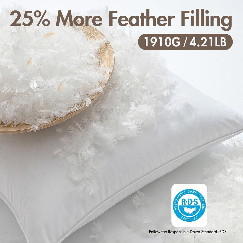 MIULEE 26x26 Euro Pillow Inserts, Pack of 2 Down Feather Premium Throw Pillows with Cotton Fabric for Bed Couch Living Room Sofa