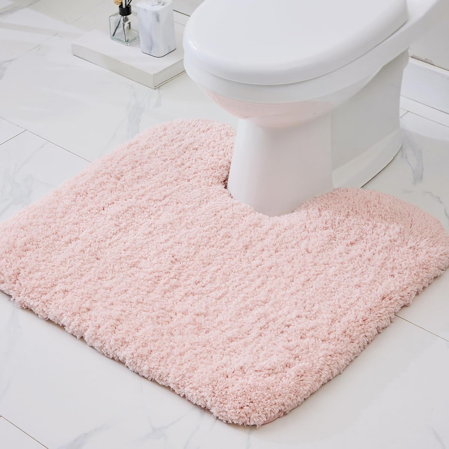 White Bathroom Rug 20x32 Non Slip Fluffy Bath Mat for Bathroom Floor Washable Plush Luxury Bath Rug for Tub Soft Shaggy Absorbent Shower Sink Mat