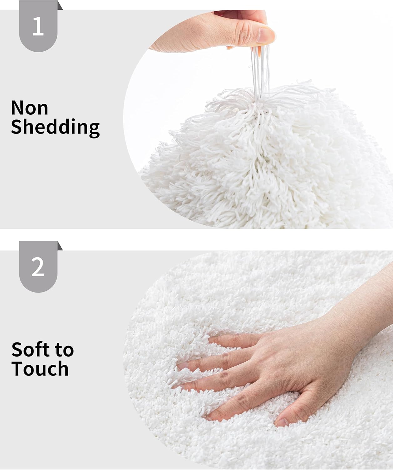 White Bathroom Rug 20x32 Non Slip Fluffy Bath Mat for Bathroom Floor Washable Plush Luxury Bath Rug for Tub Soft Shaggy Absorbent Shower Sink Mat