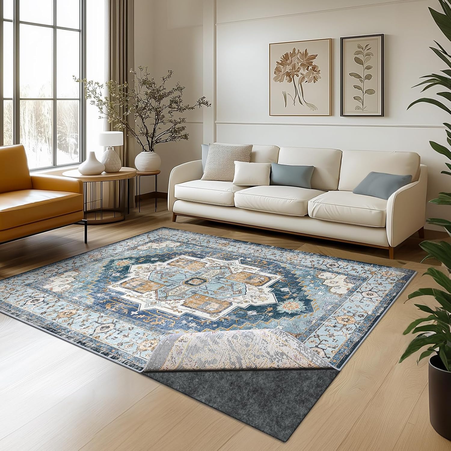 Waterproof Rug Pad, 8x10 ft Area Rug Non-Slip Carpet Pad, Non-Slip Rug Pads for All Floors and Finishes, Felt Pad for Hardwood Floors, Keeps Carpets in Place Soft and Safe