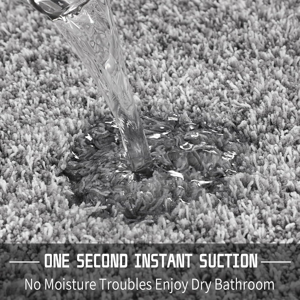 Yimobra Bathroom Rugs Non Slip Washable 36x24, Ultra Soft and Water Absorbent Bath Mats, Plush Fluffy Shower Mat Outside, Luxury Microfiber Thick Matts for Bathroom Floor/Tub, Light Gray and White