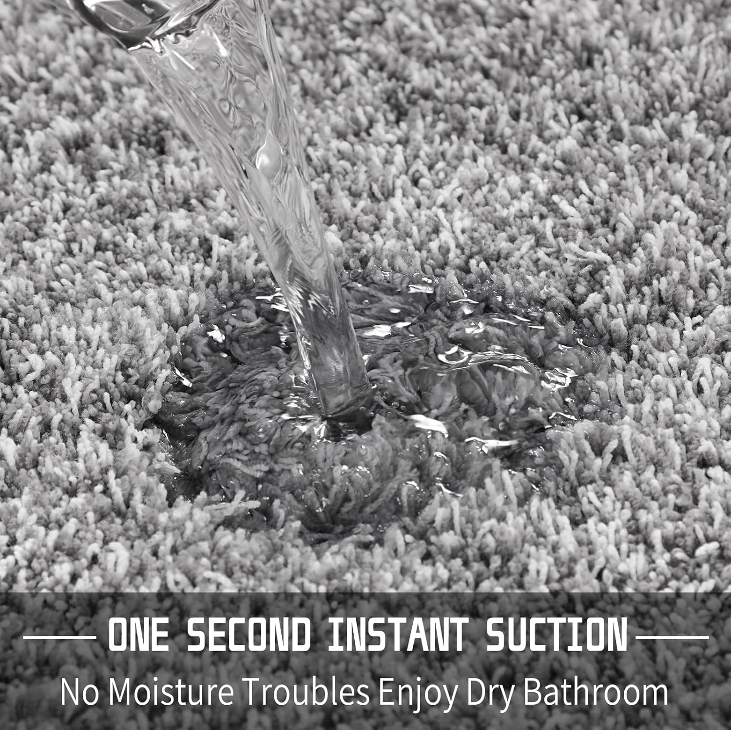 Yimobra Bathroom Rugs Non Slip Washable 36x24, Ultra Soft and Water Absorbent Bath Mats, Plush Fluffy Shower Mat Outside, Luxury Microfiber Thick Matts for Bathroom Floor/Tub, Light Gray and White