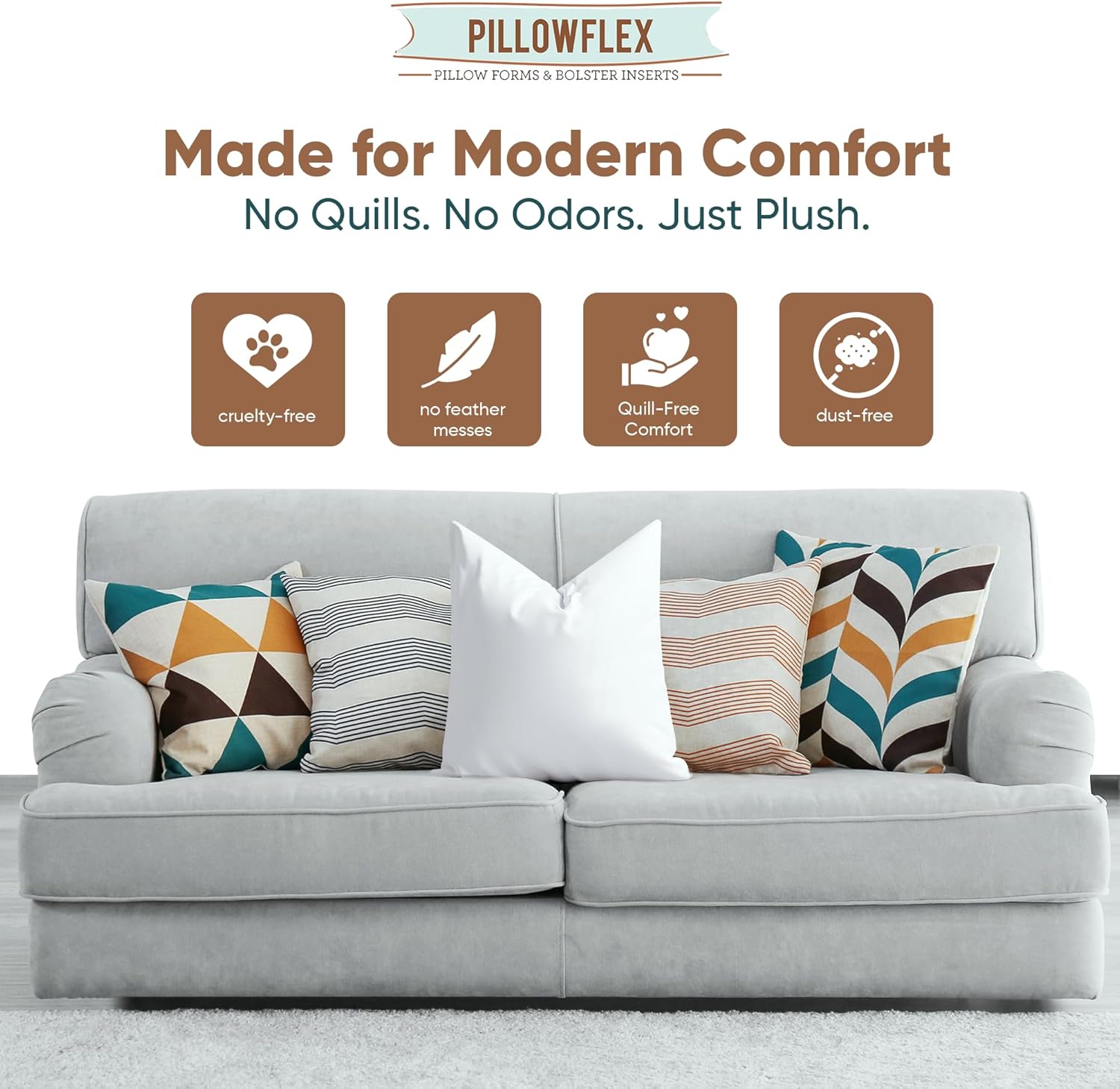 Pillowflex Synthetic Down Pillow Insert - 26x26 Down Alternative, Ultra Soft Large Square European Throw Pillow, Couch Euro Sham, Bed - 1 Decorative Form