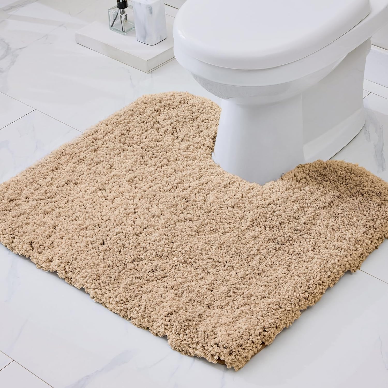 White Bathroom Rug 20x32 Non Slip Fluffy Bath Mat for Bathroom Floor Washable Plush Luxury Bath Rug for Tub Soft Shaggy Absorbent Shower Sink Mat