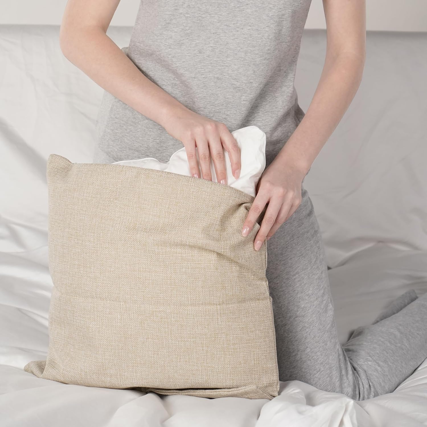 Oubonun 28 x 28 Pillow Inserts (Set of 2) - Euro Pillow Inserts with 100% Cotton Cover - 28 Inch Square Interior Sofa Pillow Inserts - Decorative Pillow Insert Pair - White Couch Pillow