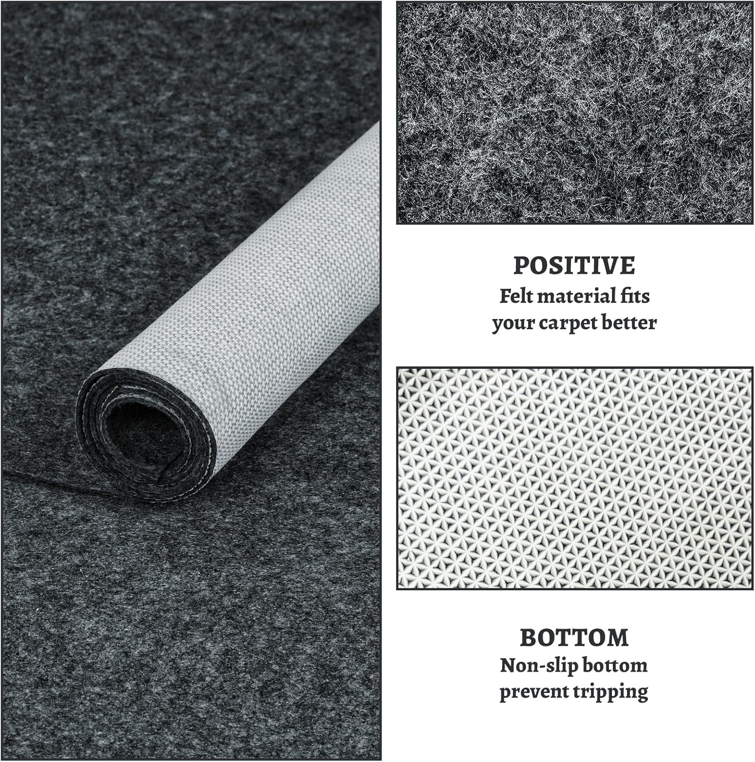 100% Waterproof Rug pad, 9x12 ft Area Rug Non-Slip Rug Pads, Carpet Pads for All Floors and finishes, Felt pad for Hardwood Floors, Keep Carpets in Place Soft and Secure