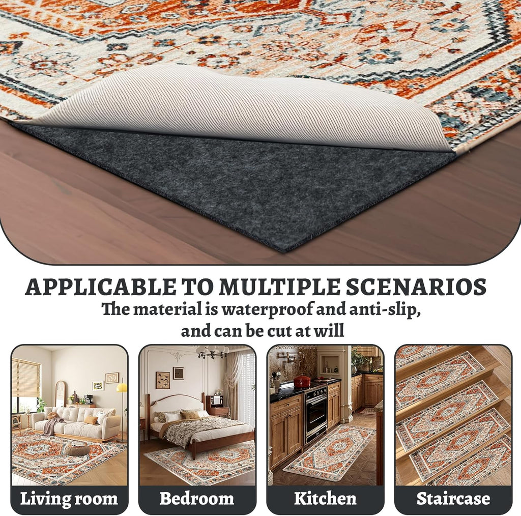 100% Waterproof Rug pad, 9x12 ft Area Rug Non-Slip Rug Pads, Carpet Pads for All Floors and finishes, Felt pad for Hardwood Floors, Keep Carpets in Place Soft and Secure