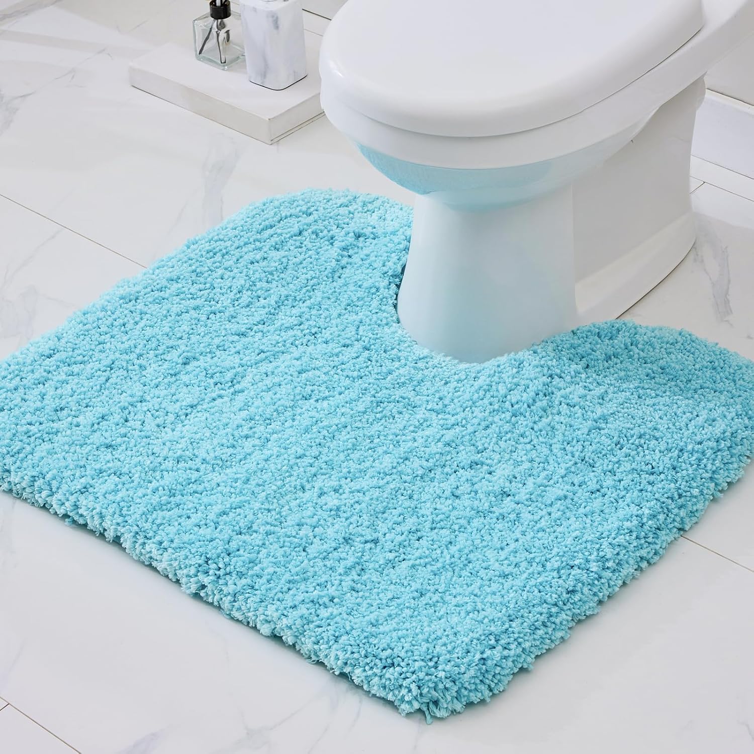 White Bathroom Rug 20x32 Non Slip Fluffy Bath Mat for Bathroom Floor Washable Plush Luxury Bath Rug for Tub Soft Shaggy Absorbent Shower Sink Mat