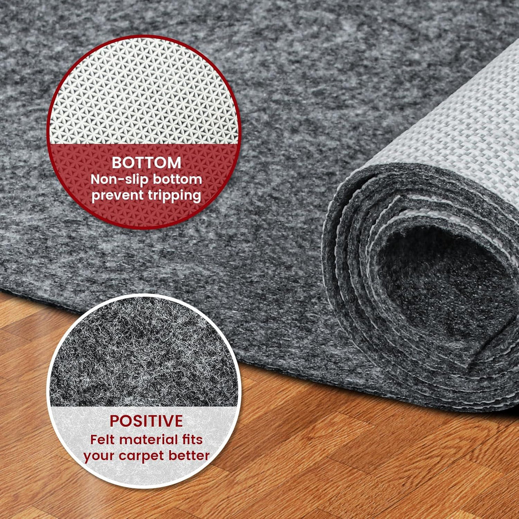 Waterproof Rug Pad, 8x10 ft Area Rug Non-Slip Carpet Pad, Non-Slip Rug Pads for All Floors and Finishes, Felt Pad for Hardwood Floors, Keeps Carpets in Place Soft and Safe