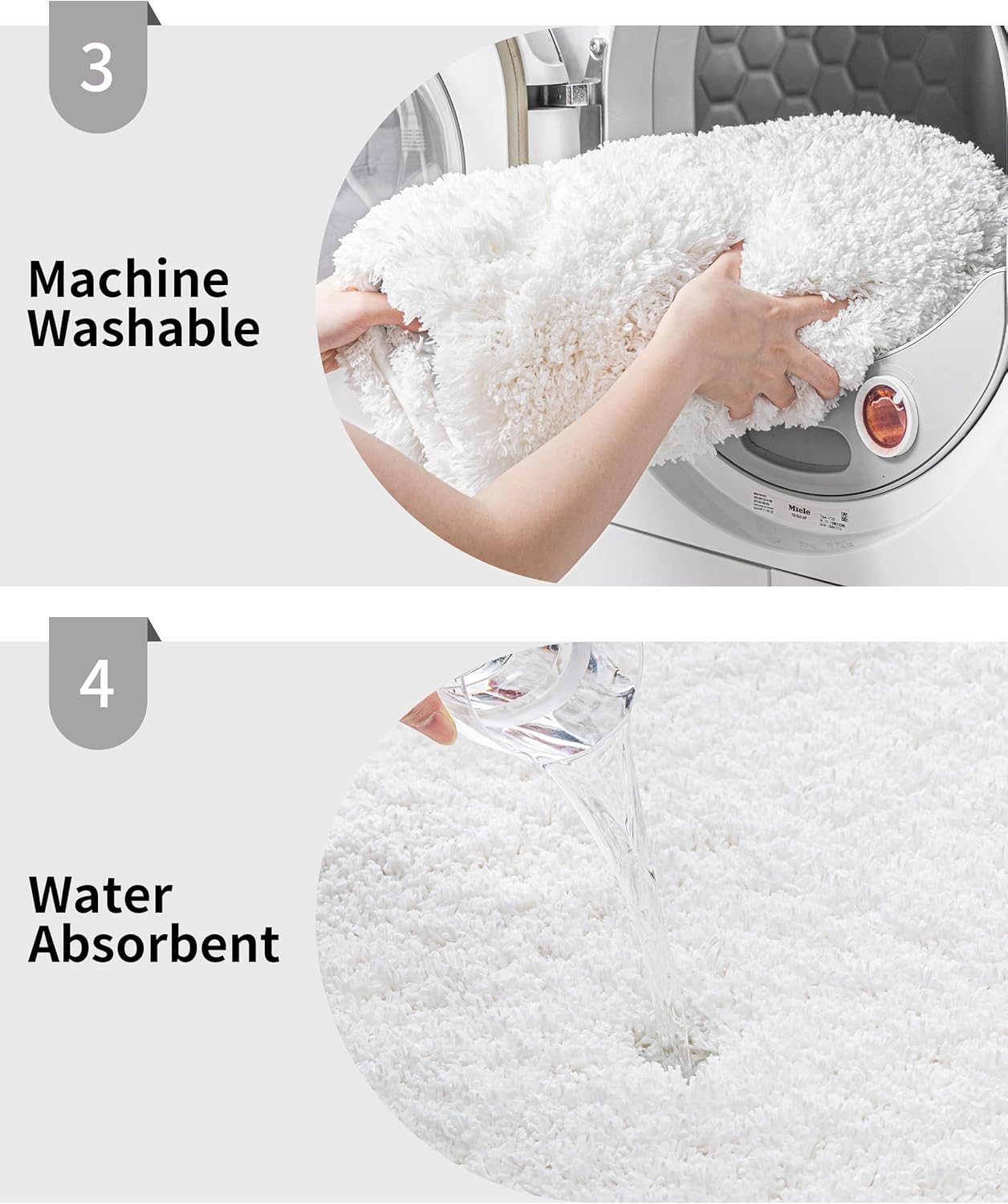 White Bathroom Rug 20x32 Non Slip Fluffy Bath Mat for Bathroom Floor Washable Plush Luxury Bath Rug for Tub Soft Shaggy Absorbent Shower Sink Mat