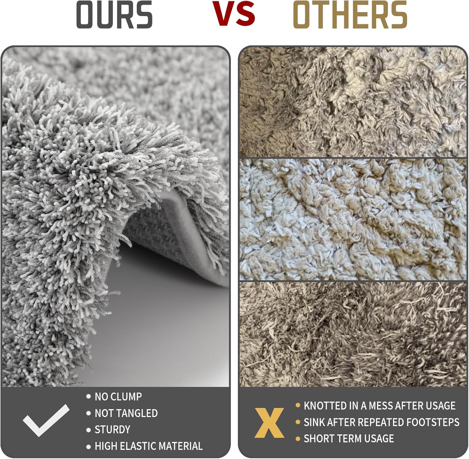 Yimobra Bathroom Rugs Non Slip Washable 36x24, Ultra Soft and Water Absorbent Bath Mats, Plush Fluffy Shower Mat Outside, Luxury Microfiber Thick Matts for Bathroom Floor/Tub, Light Gray and White