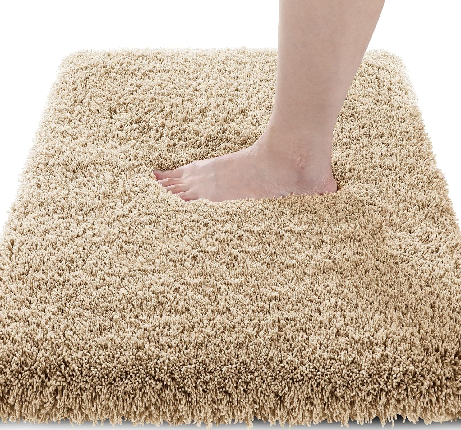 Yimobra Bathroom Rugs Non Slip Washable 36x24, Ultra Soft and Water Absorbent Bath Mats, Plush Fluffy Shower Mat Outside, Luxury Microfiber Thick Matts for Bathroom Floor/Tub, Light Gray and White