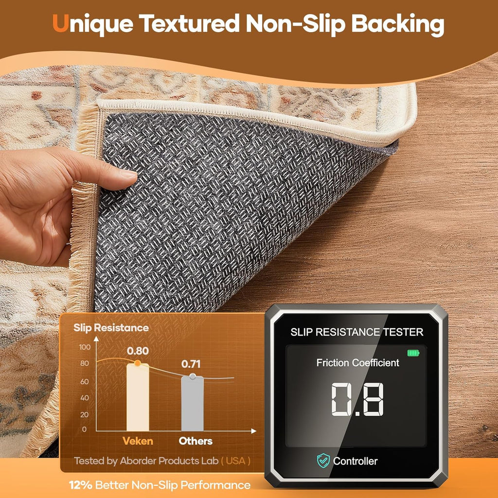 Veken Non Slip Cushioned Rug Pad Gripper 8 x 10 Ft, Felt and Silicone Backing, 1/4" Thick Carpet Liner for Hardwood Floors and Finishes, Under Area Rugs Anti Skid Mat, Keep Rugs Safe and in Place