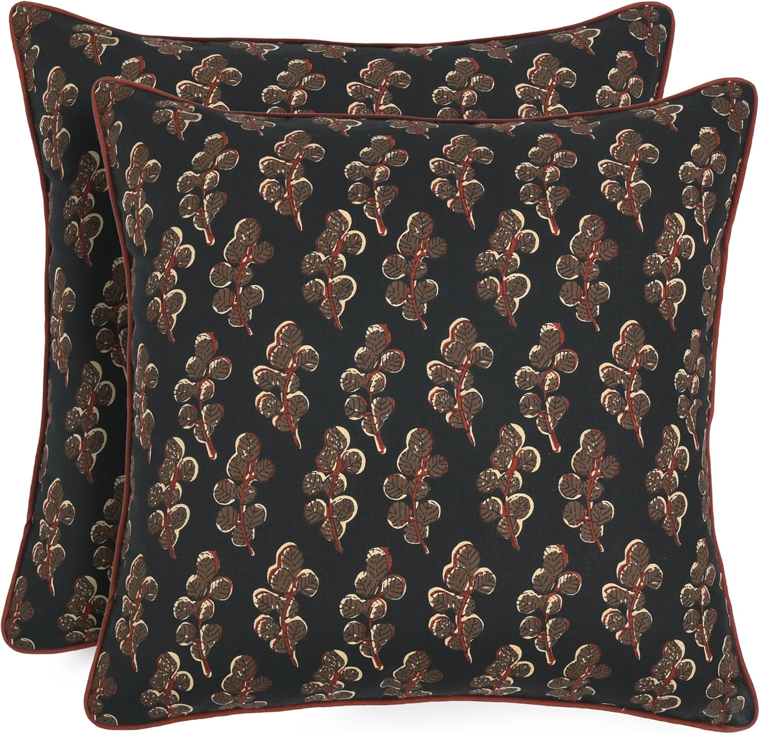 Ridhi Asparagus Green Print Cotton Throw Pillow Covers for Decorative Couch Pillows for Living Room, Chic Boho Cute Outdoor Thanksgiving Pillows Covers Gifts 20x20 Inches