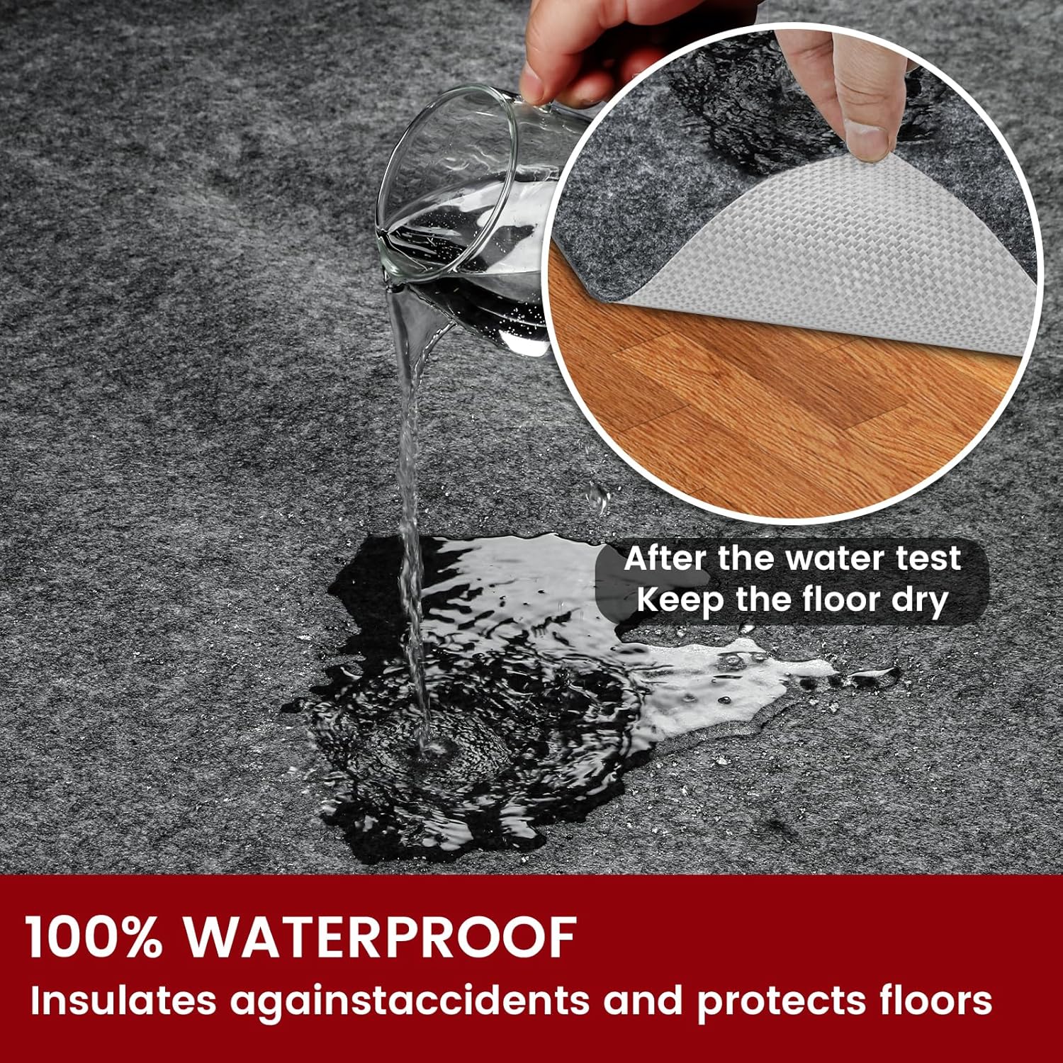 Waterproof Rug Pad, 8x10 ft Area Rug Non-Slip Carpet Pad, Non-Slip Rug Pads for All Floors and Finishes, Felt Pad for Hardwood Floors, Keeps Carpets in Place Soft and Safe