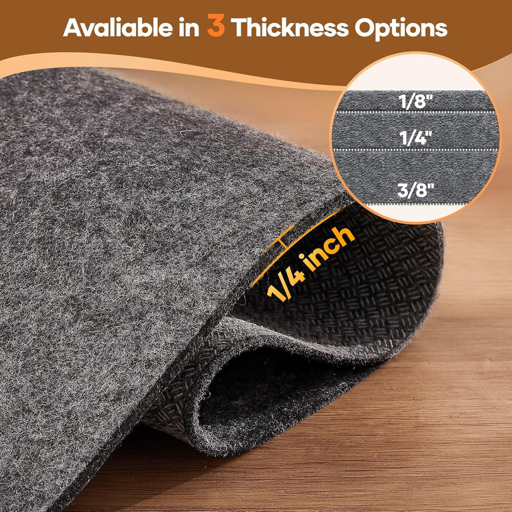 Veken Non Slip Cushioned Rug Pad Gripper 8 x 10 Ft, Felt and Silicone Backing, 1/4" Thick Carpet Liner for Hardwood Floors and Finishes, Under Area Rugs Anti Skid Mat, Keep Rugs Safe and in Place