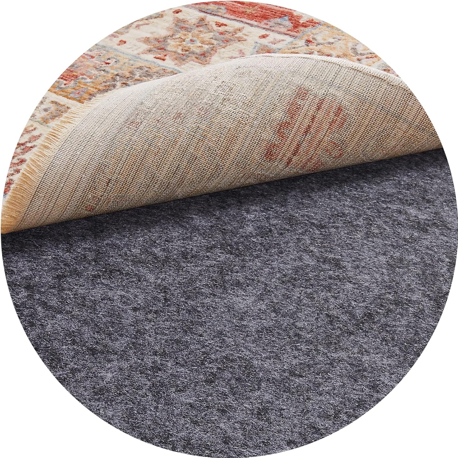 Veken Non Slip Cushioned Rug Pad Gripper 8 x 10 Ft, Felt and Silicone Backing, 1/4" Thick Carpet Liner for Hardwood Floors and Finishes, Under Area Rugs Anti Skid Mat, Keep Rugs Safe and in Place